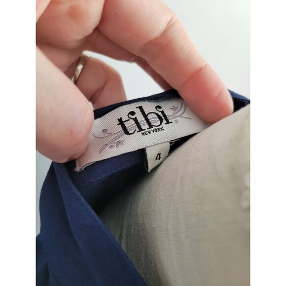 Tibi Oversized Button Shirt Tunic Dress Cotton Rosette Blue Sz 4 NWOT - Picture 4 of 5